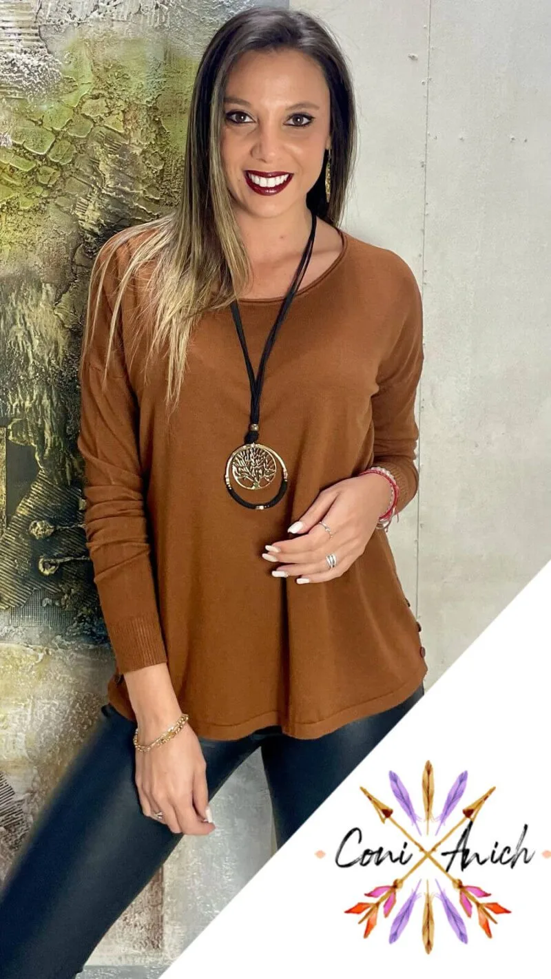 Sweater Algodón Spandex Botones Laterales - Imagen 3