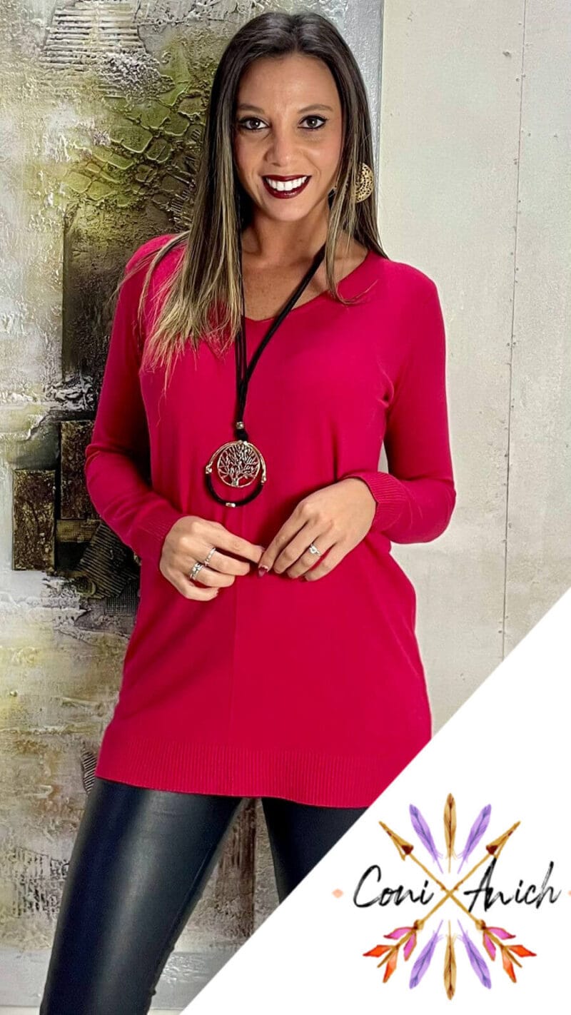 Sweater Algodòn Spandex Liso Cuello V - Imagen 3