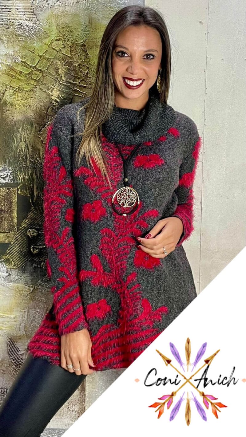 Sweater Lana Floreado Cuello Tortuga - Imagen 4