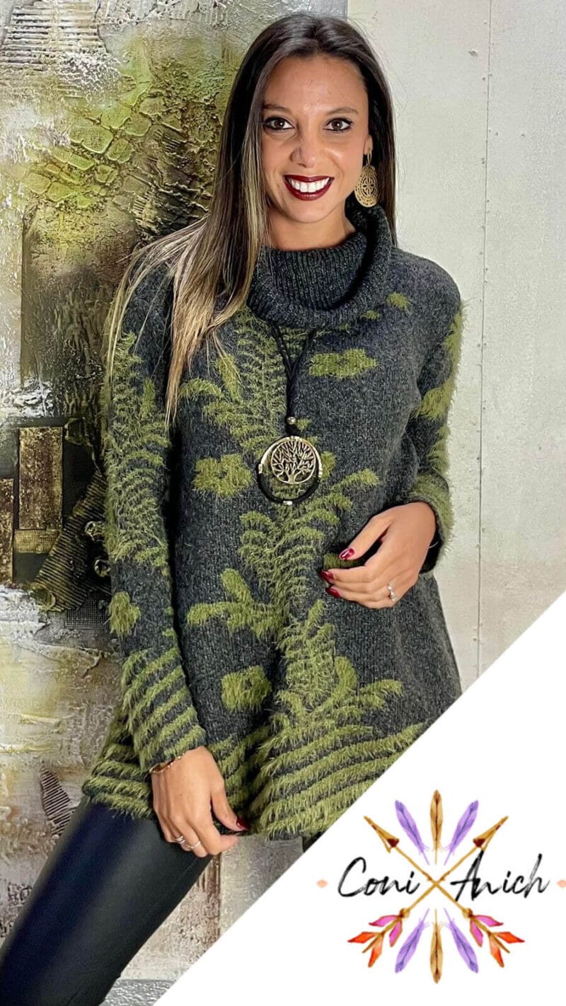 Sweater Lana Floreado Cuello Tortuga - Imagen 3