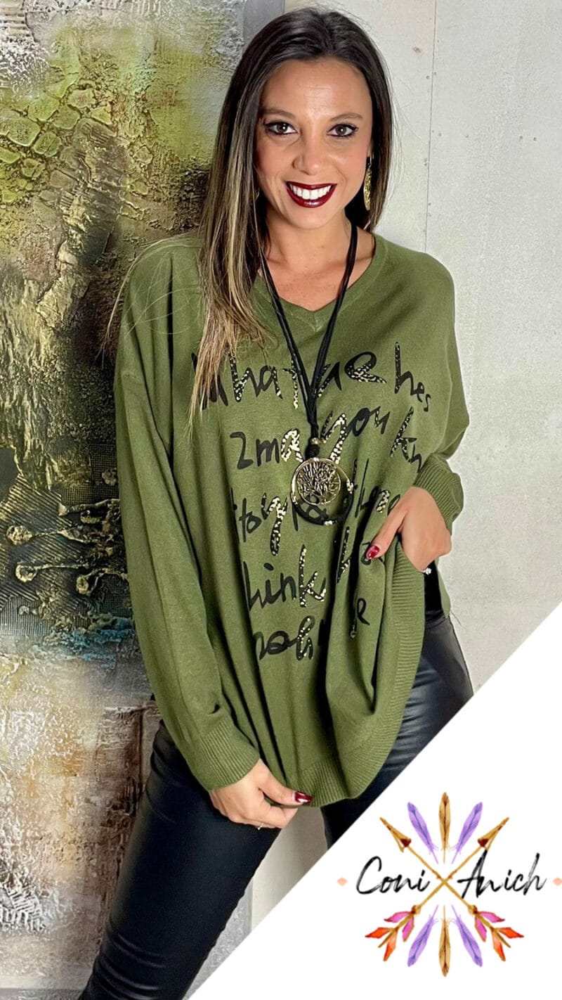 Sweater ITALY Algodón Spandex Letras - Imagen 2