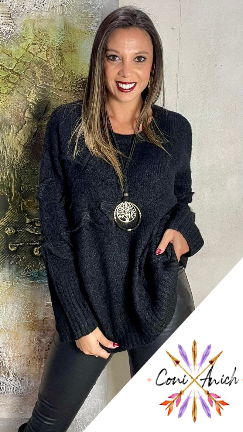 Sweater ITALY Lana Flor al Tono - Imagen 2