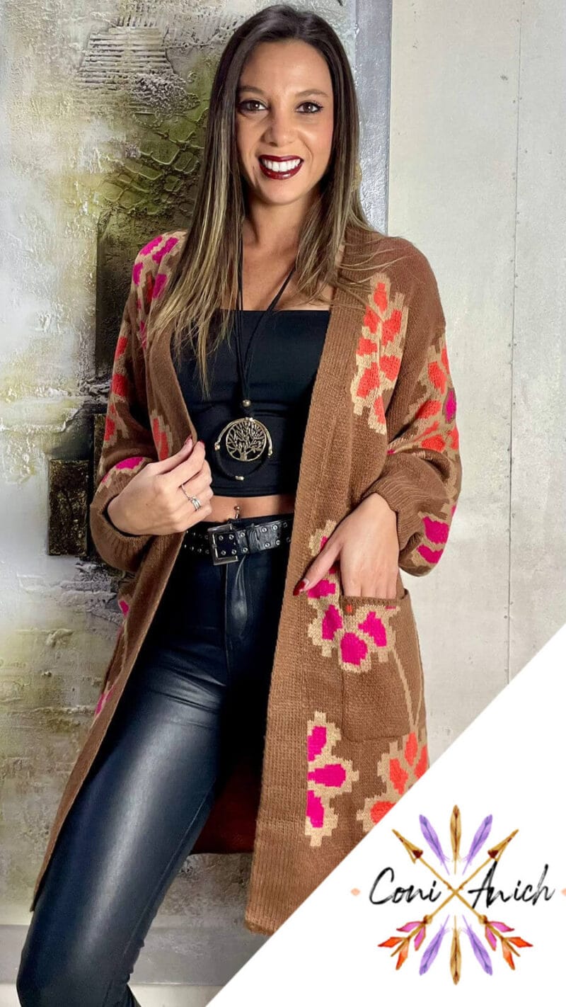 Tapado Lana Flores Bolsillos