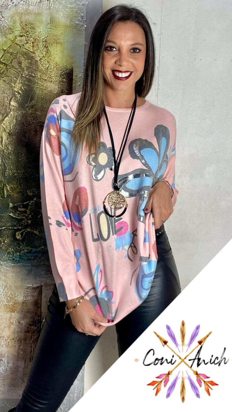 Sweater Algodón Spandex Flor Love