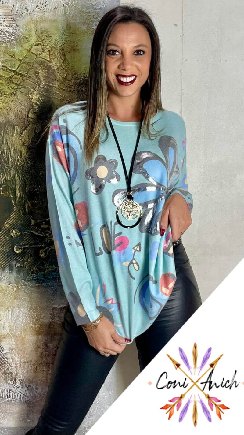 Sweater Algodón Spandex Flor Love - Imagen 3