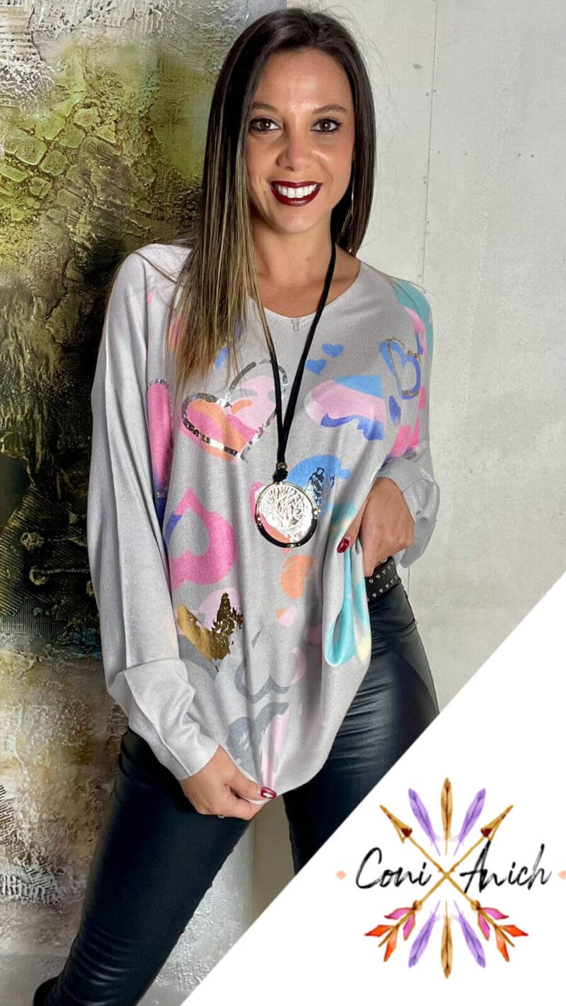 Sweater Algodón Spandex Corazones - Imagen 4