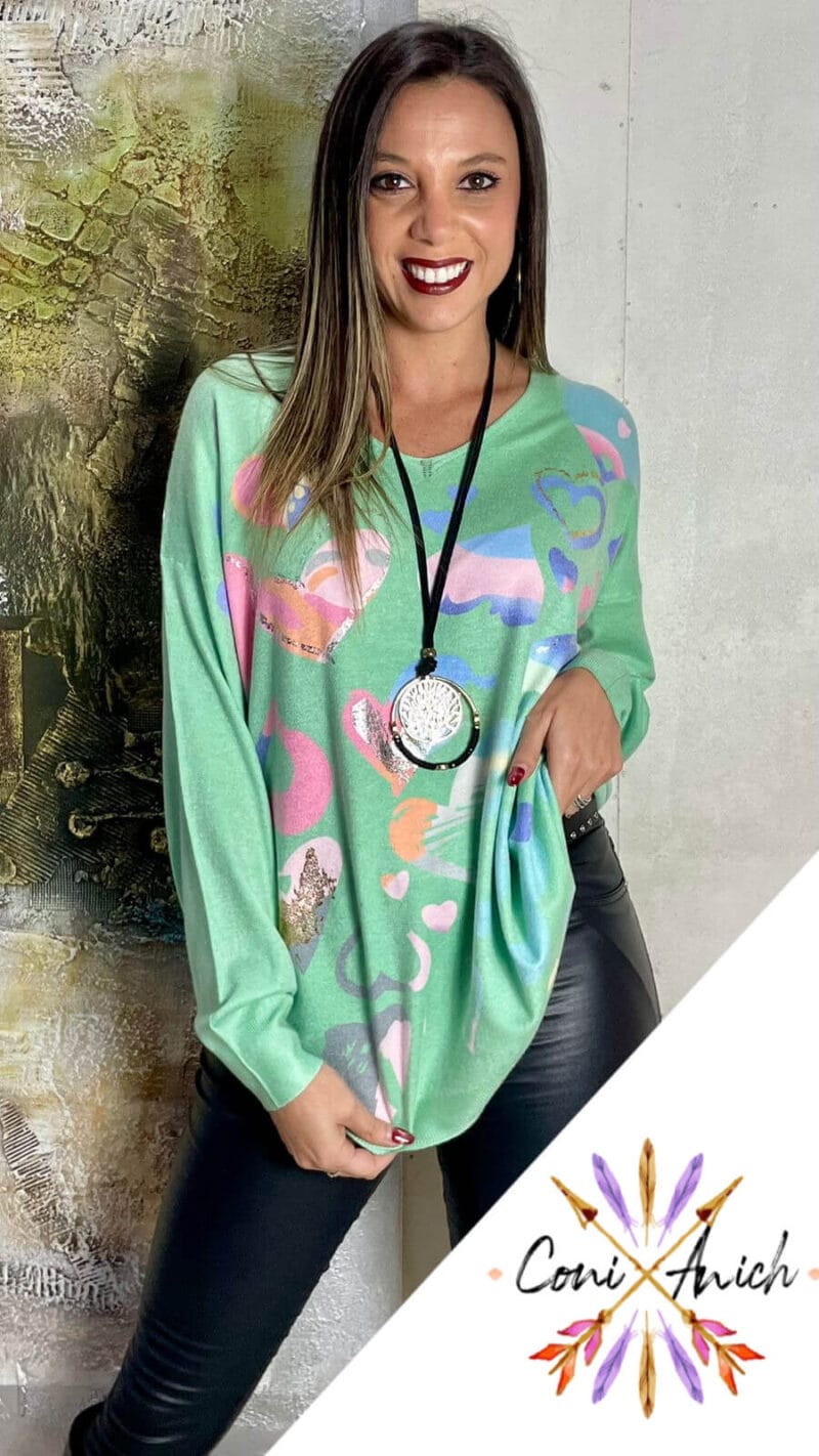 Sweater Algodón Spandex Corazones - Imagen 3