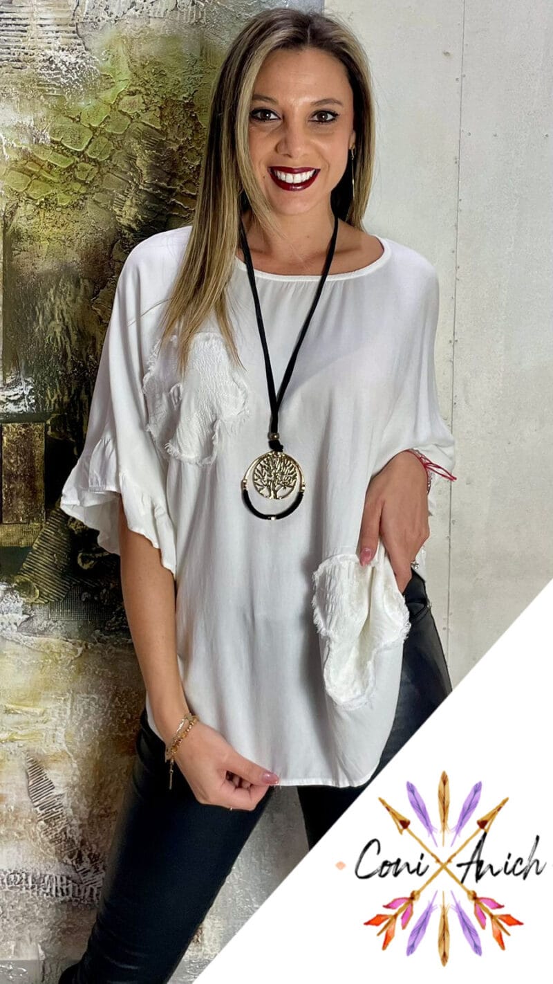 Blusa ITALY Viscosa Flor al Tono - Imagen 2