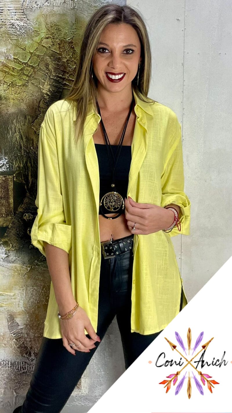 Blusa Lino Botones a los Costados