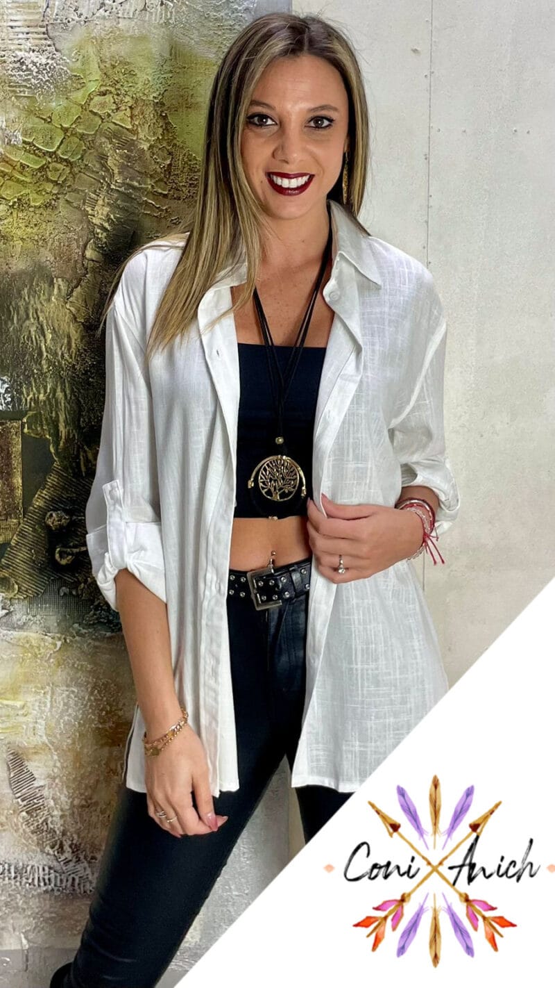 Blusa Lino Botones a los Costados - Imagen 2