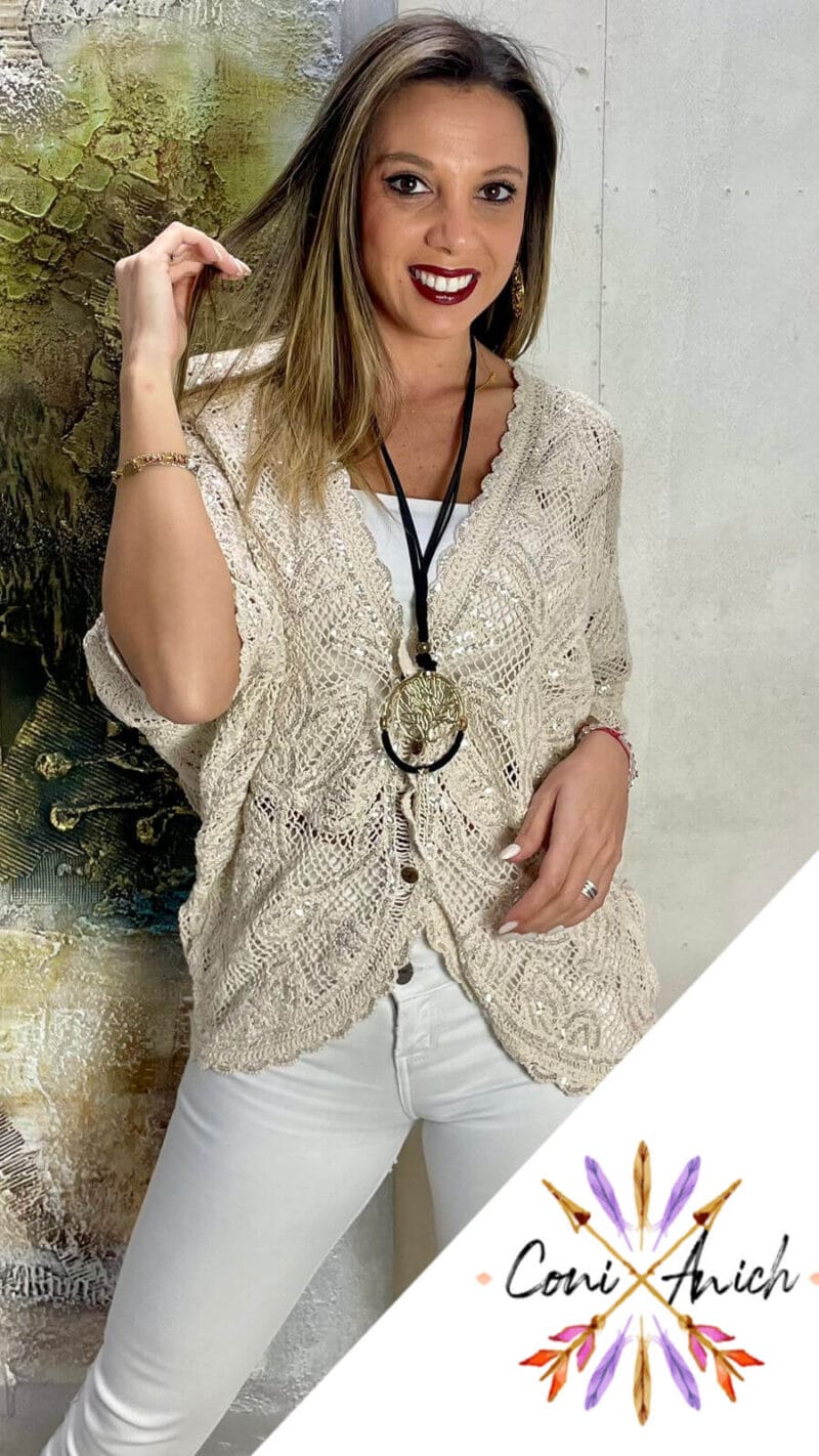 Chaleco ITALY Broderie Manga Murciélago Lentejuelas