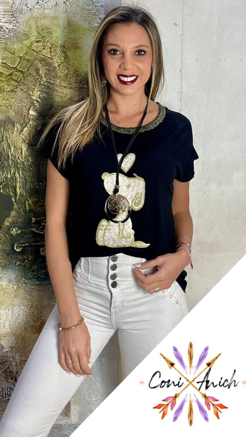 Polera ITALY Algodón Snoopy Dorado