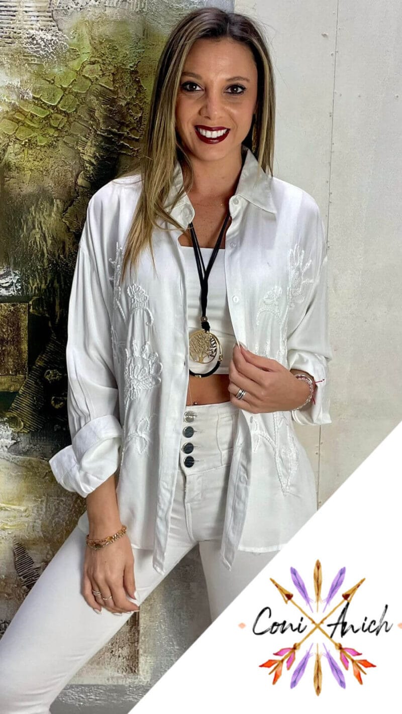 Blusa ITALY Viscosa Bordada al Tono - Imagen 2