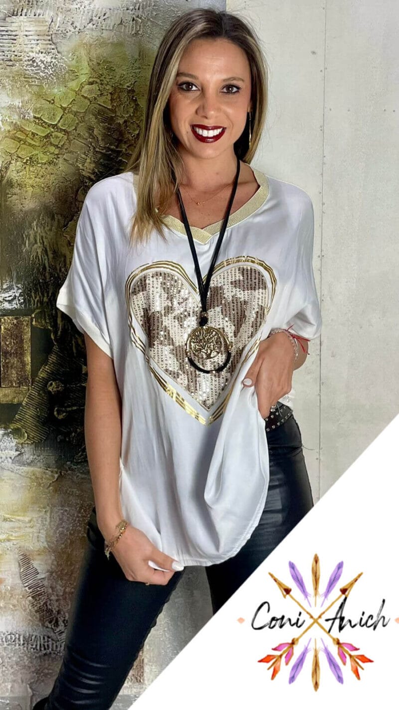 Polera ITALY Corazón Lentejuelas - Imagen 3
