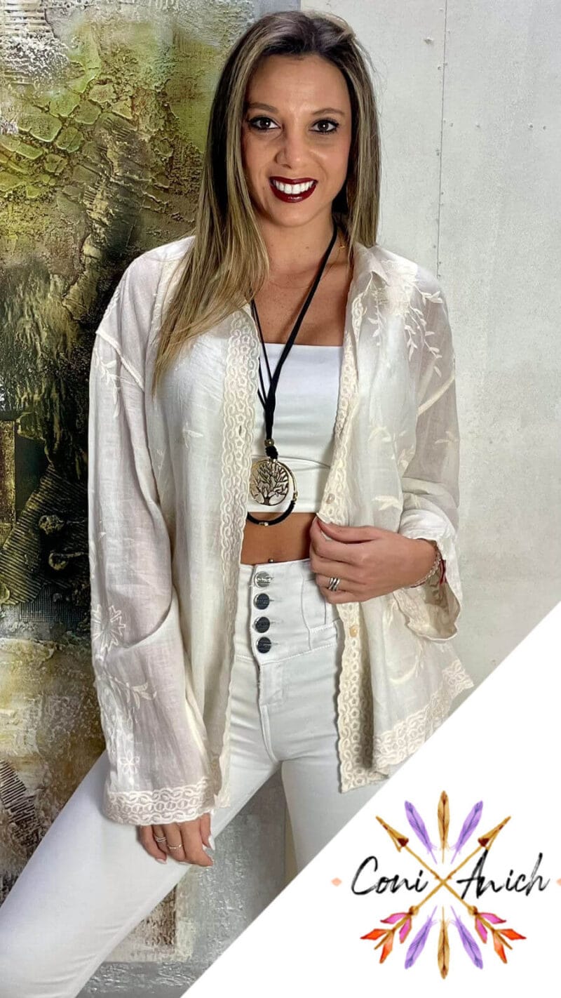 Blusa Bambula Bordada al Tono