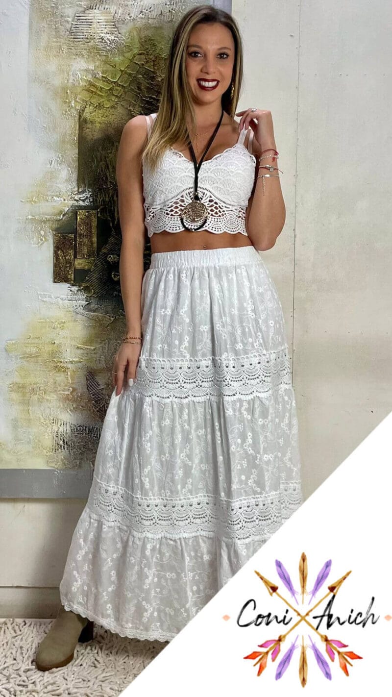 Falda Broderie Pretina Elasticada