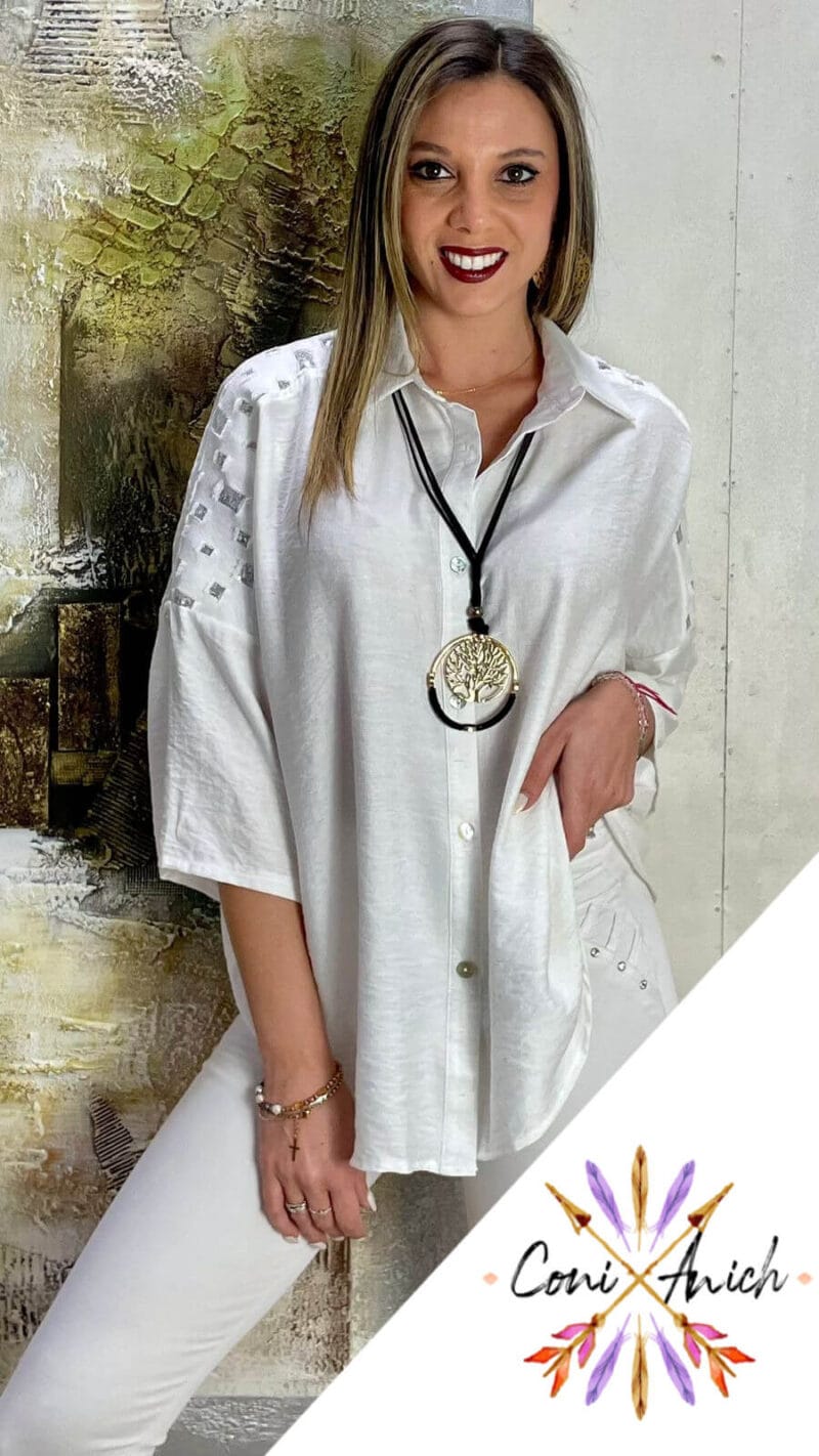 Blusa ITALY Símil Lino Lentejuelas Hombros