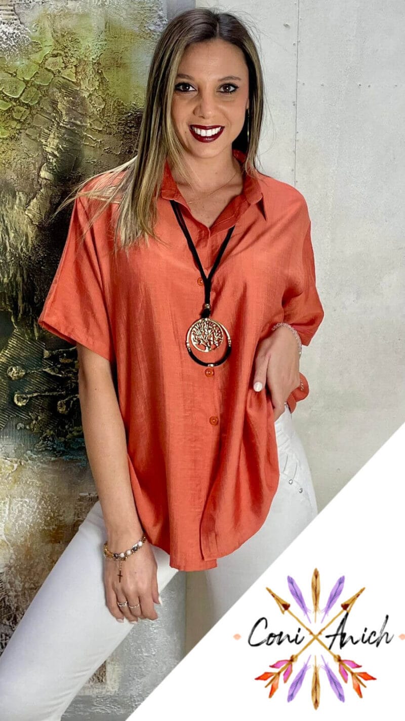Blusa Símil Lino Manga Corta