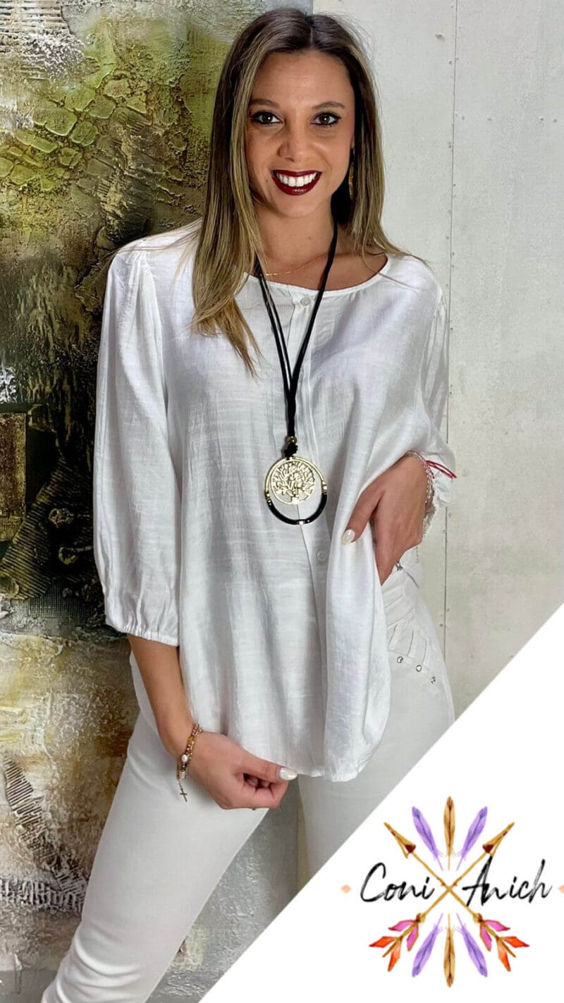 Blusa Símil Lino Manga 3/4 - Imagen 2