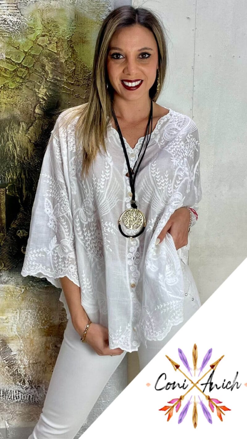 Blusa Broderie Manga 3/4