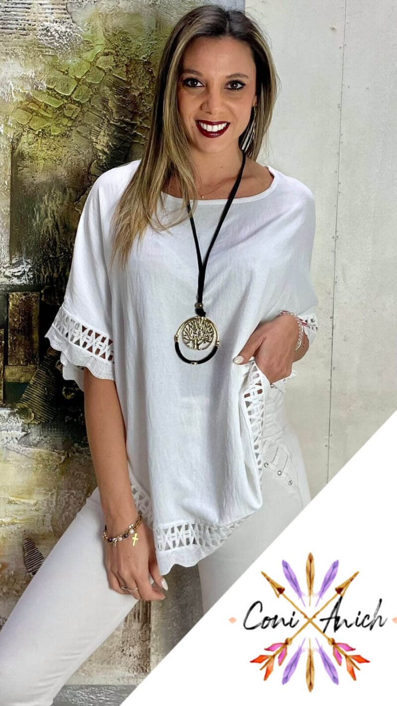 Blusa Crep Detalle Macramé - Imagen 3