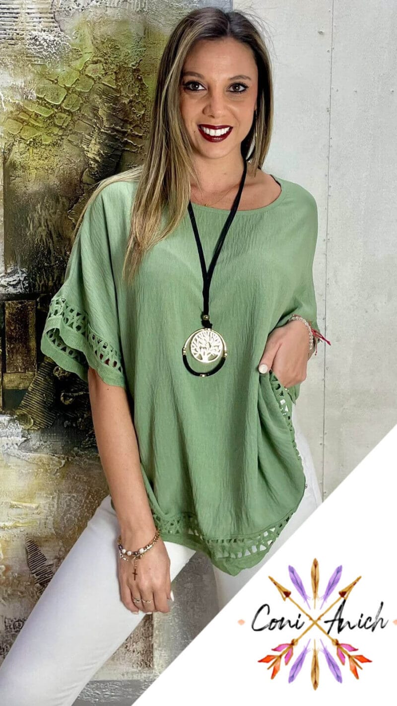 Blusa Crep Detalle Macramé - Imagen 4