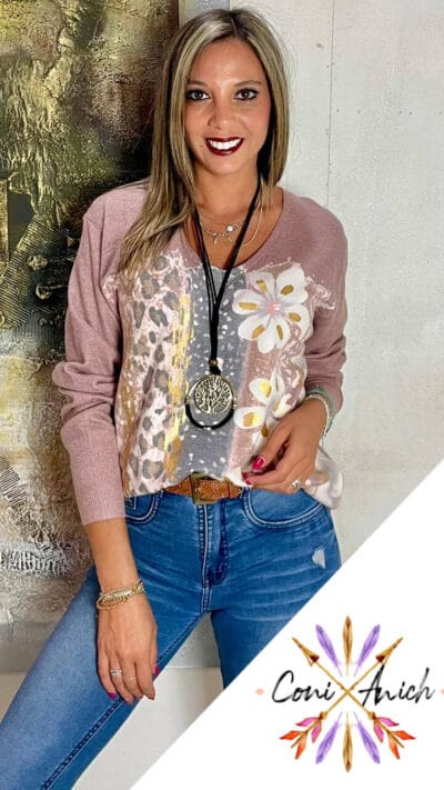 Sweater Algodón Spandex Flores Animal Print