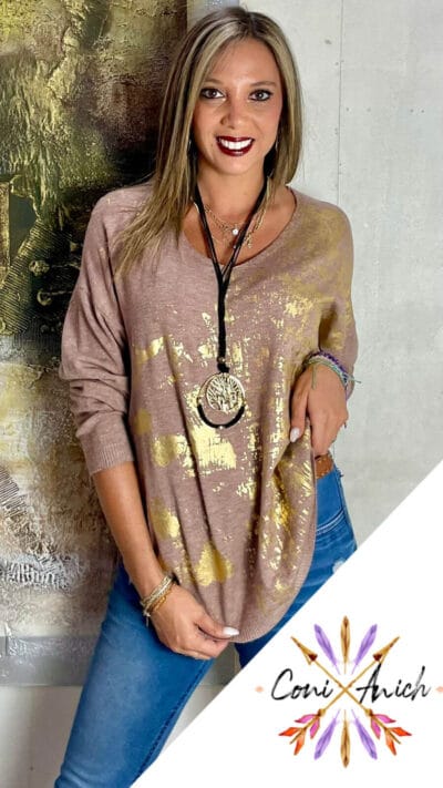 Sweater Algodón Spandex Estampado Dorado