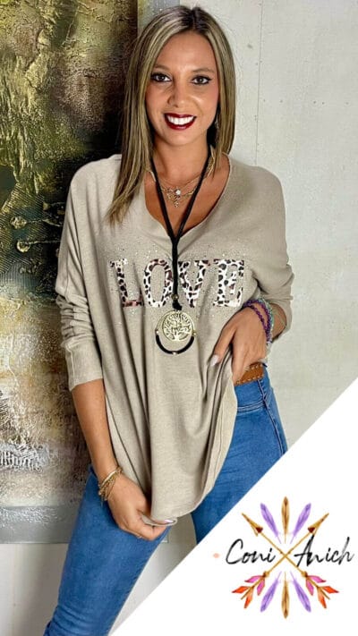 Polera ITALY Lanilla Love Brillitos