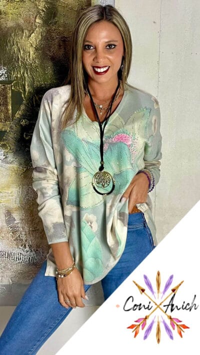 Sweater ITALY Algodón Spandex Brillitos Hojas