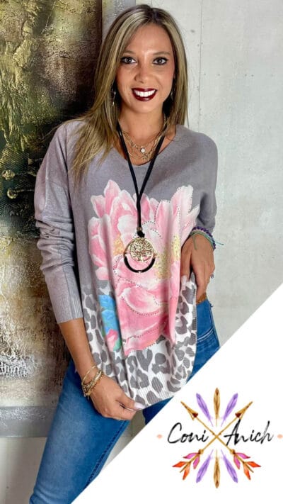 Sweater ITALY Algodón Spandex Flor Brillitos