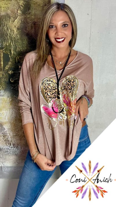 Polera ITALY Lycra Brillitos Corazones