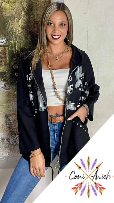 Polerón ITALY Algodón Letras Capucha