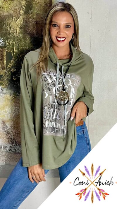 Polerón Algodón Estampado Cuello Tortuga