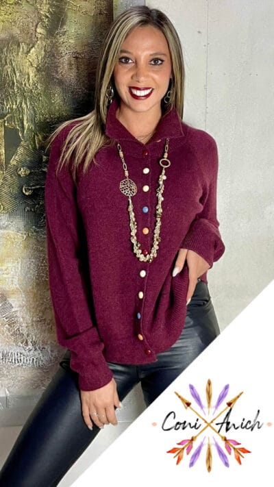 Chaleco Lana Spandex Botones Multicolor