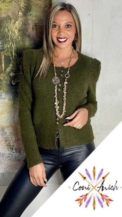 Chaleco Lana Peludita Botones