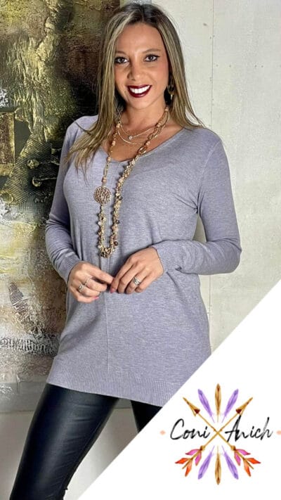 Sweater Algodón Spandex Liso Cuello V