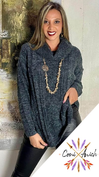 Sweater Lana Trenzado Cuello Tortuga