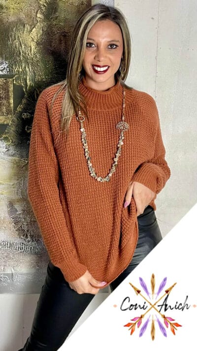 Sweater Lana Panal Cuello Medio