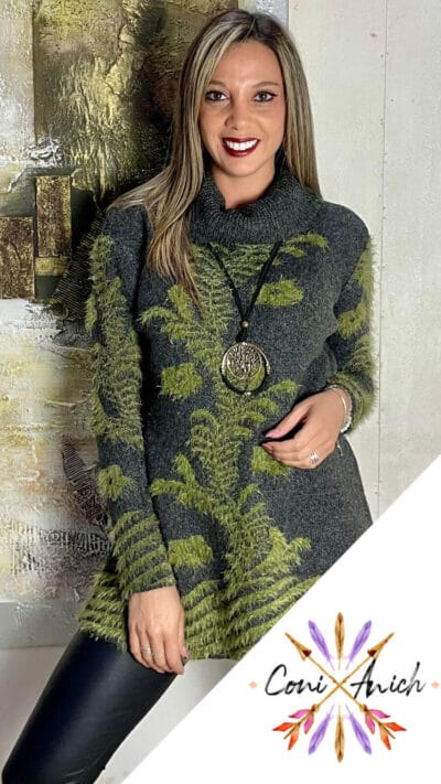 Sweater Lana Flor Cuello Tortuga