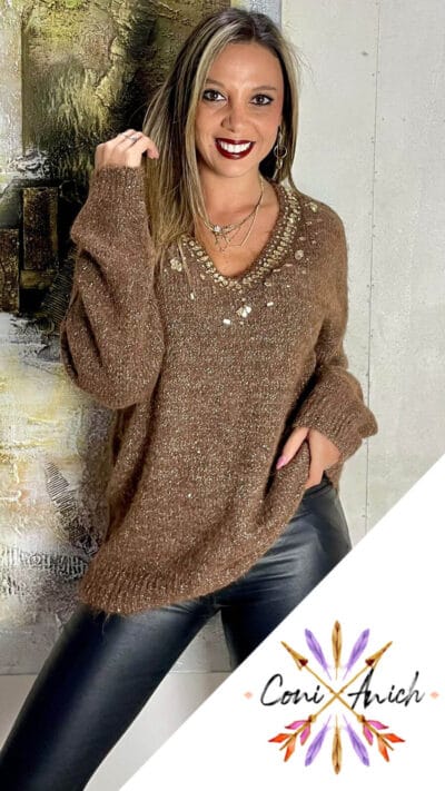 Sweater Lana Tachitas Escote