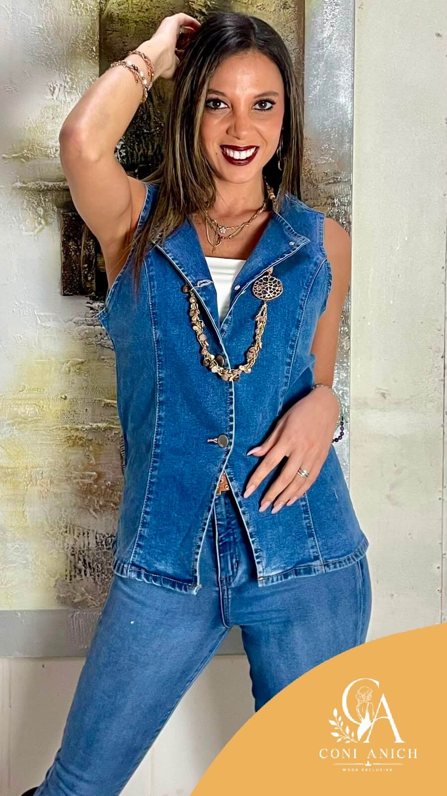 Chaqueta mujer Extra linda mezclilla negro elasticada