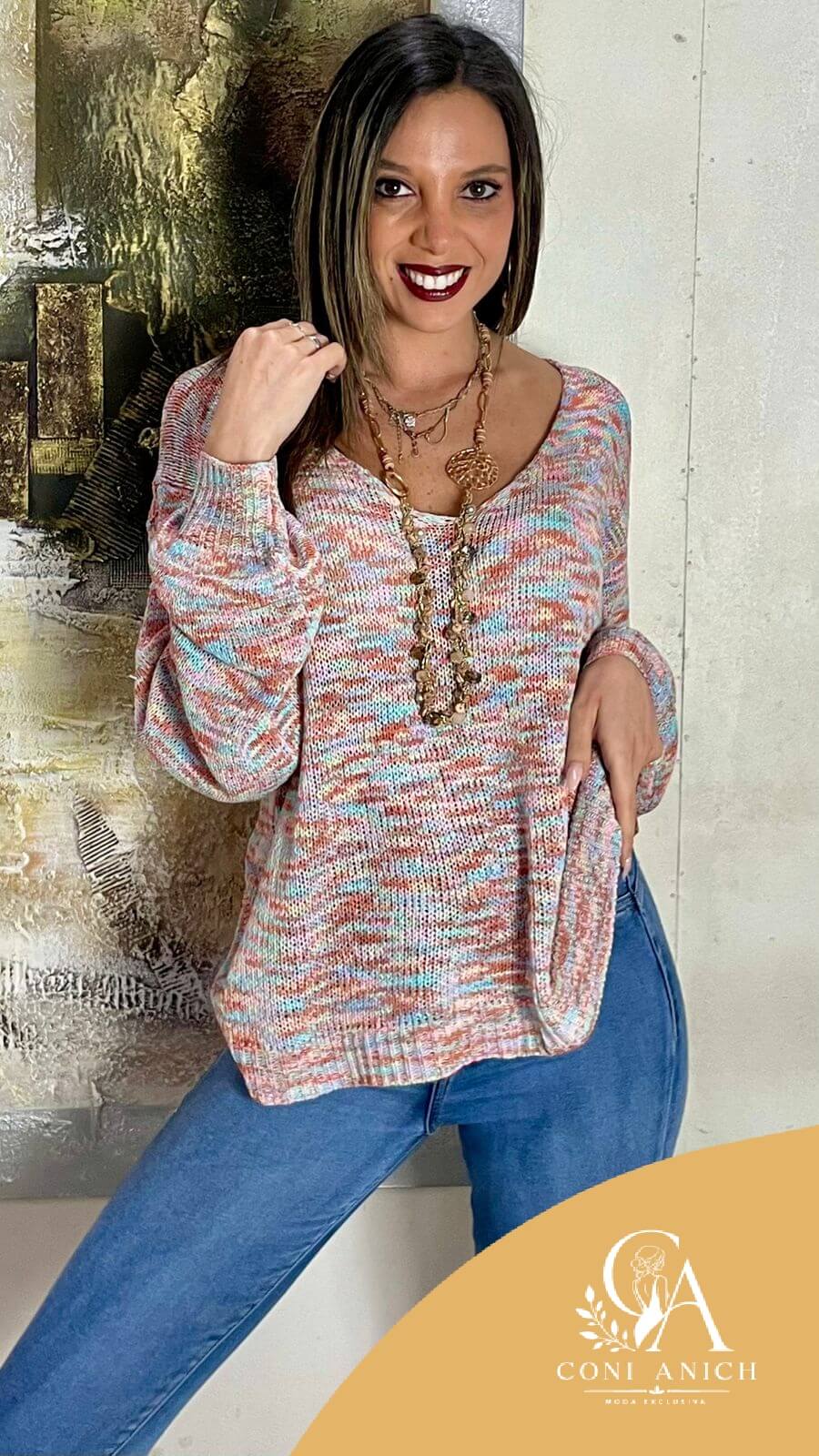 Sweater hilo dorado beige