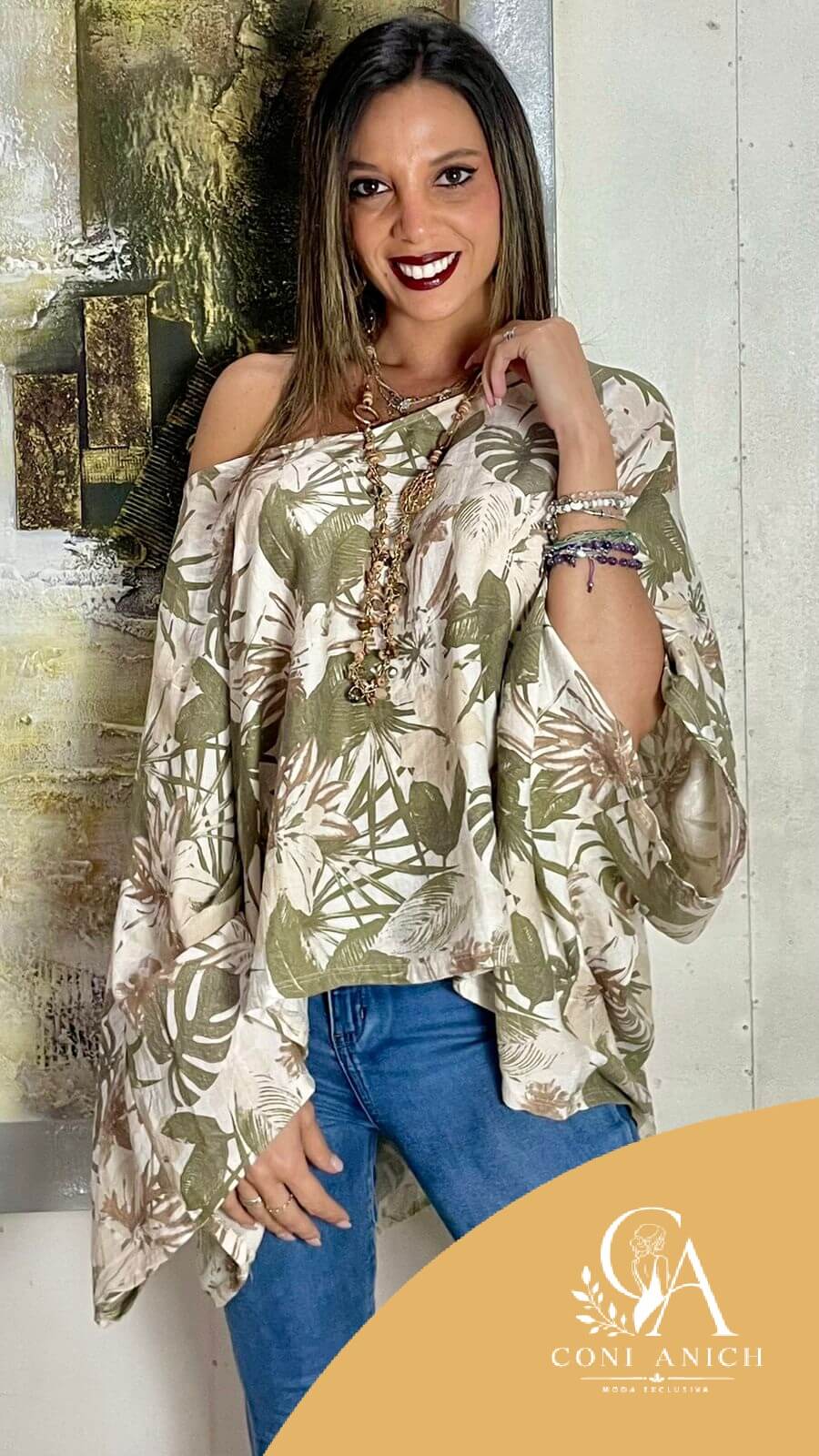 Poncho ITALY Lino Estampado